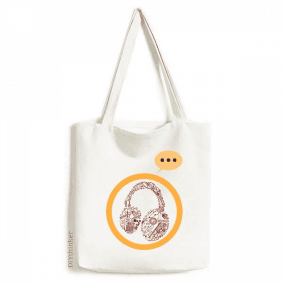 Illustration Music Headset Pattern Expression Sack Canvas Tote Shoulder Bag