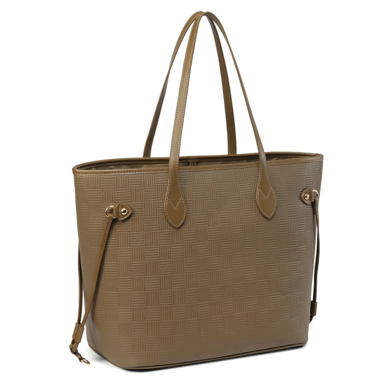  Daisy Rose Quilted Tote Shoulder Travel Bag & Matching Clutch  PU Vegan Leather - Beige : Clothing, Shoes & Jewelry