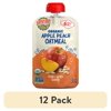 (12 pack) Earth's Best Organic Stage 2 Baby Food, Apple Peach Oatmeal Fruit & Grain Puree, 3.5 oz Pouch
