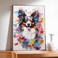 thumbnail image 3 of Papillon Dog Flower Canvas Painting Colorfull Canvas Art Prints Bathroom Artwork for Wall Living Room Bedroom Bathroom Wall Art Framed Art Wall Decor 1 inch, 3 of 5