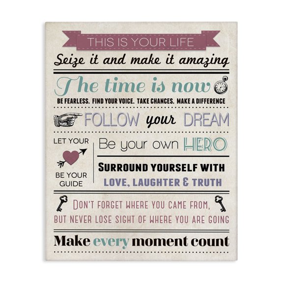 Stupell Industries Eclectic This is Your Life Infographic Style Canvas Art, 16 x 20, by Louise Carey