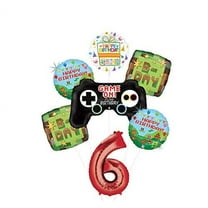 Video Game 6th Birthday Party Supplies Miner Pixelated TNT Balloon Bouquet Decorations