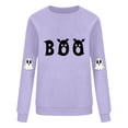 thumbnail image 4 of HAOTAGS Women Halloween Sweatshirt, Fall Long Sleeve Pullover Tops Fall Crewneck Graphic Tops Purple S, 4 of 4