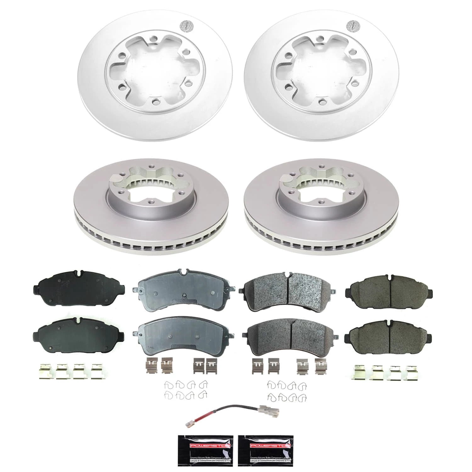 PowerStop Front and Rear Geomet Coated Brake Rotor and Pad Kit CRK8995