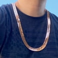 thumbnail image 2 of 14K Rose Gold Plated Herringbone Chain Flat Flexible Necklace 30" Inch Long x 14MM Thick, 2 of 8