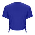 thumbnail image 4 of Women's Round Neck Short Sleeve Crop Tops Summer Trendy Drawstring Side Slim Fit Stretchy Y2K Cropped T Shirts, 4 of 6