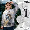 thumbnail image 6 of Chaqlin Art Marble Horse Print Quarter Zip Up Sweatshirts for Girls Teens Half Zipper Pullover Sweatshirts Soft Lightweight Comfy Casual Fall Winter Size 9-10, 6 of 7