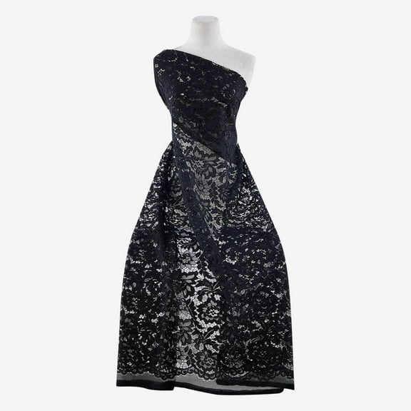 Zelouf Min Floral Lace  , Sewing, DIY, Crafts Fabric by the Yard, Black, 3 Yard