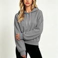 thumbnail image 3 of Womens Oversized Boxy Cropped Hoodie Drop Shoulder Top with Contrast Metal Tip Drawstring Balloon Cuffs & Pocket Free Design, Casual Lounge Pullover, 3 of 5