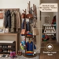 thumbnail image 5 of YUCHANG Freestanding Rotary Coat Rack with 3 Shelves and 9 Hooks for Coats, Scarves, Handbags, Coat Tree for Bedroom, Entryway, Livingroom (Walnut), 5 of 16