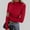Red, variant on Plus Size Womens Ribbed Long Sleeve Shirts Trendy Lettuce Trim Mock Neck Blouses Stretch Comfy Layer Shirts Slimming T Shirts, Brown