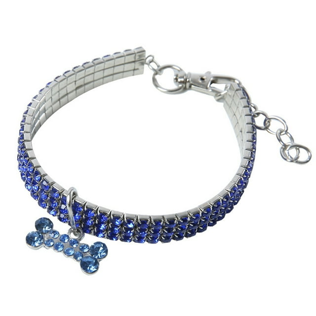 Collier pour Animaux de Compagnie Strass Réglable: Os Collier de Chat Sangle de Cou de Chiot avec Pendentif