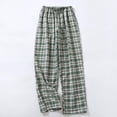 thumbnail image 2 of BRGZLK Pants Women Rawstring Pants Cotton Wide Leg Y2K Plaid Pajamas Pants Elastic High Waist Checkered Lounge Pj Pants Going Out Trousers, 2 of 7