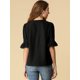 thumbnail image 5 of BluDe ManDe CampaCon Cuello En V Y Volantes PaMujer, BluCampesiDe GaInformal Vintage De Verano Negro XL, 5 of 6