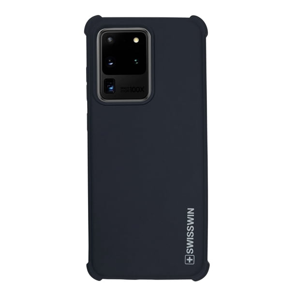 Funda de siicon suave con orillas reforzadas para Samsung galaxy S20 ultra Negro SWISSWIN Soft cushion