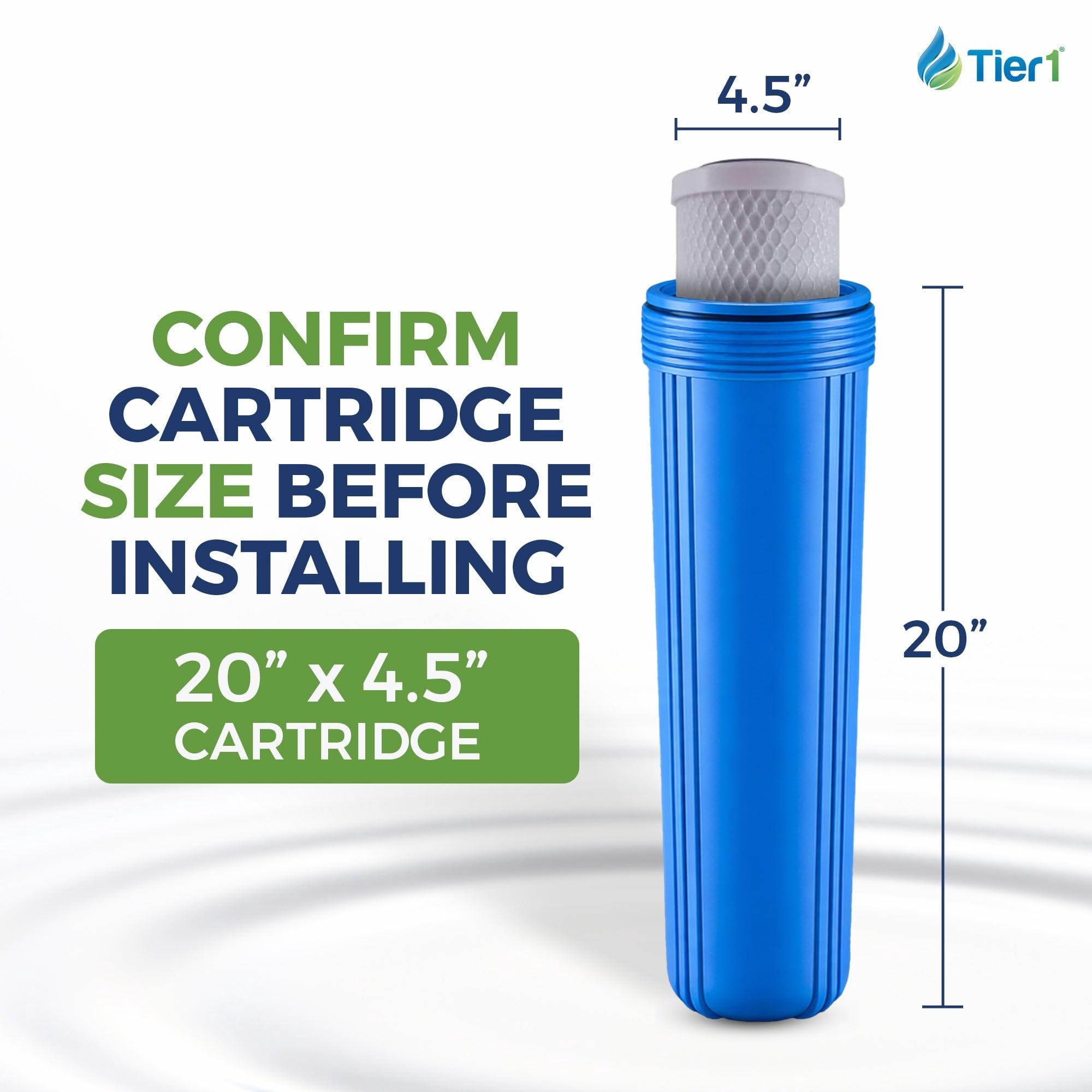 Tier1 10 Micron 20 x 4.5 Water Filter | Radial Flow Carbon Block Whole House Cartridge | Replacement for Pentek EPM-20BB, 155783-43, EPM4-20BB | 4.5 x 20 Water Filter