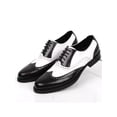 thumbnail image 5 of Fangasis Mens Dress Shoes Comfort Oxfords Lace Up Brogues Driving Non Slip Leather Shoe White Black 10, 5 of 9