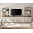 thumbnail image 5 of WAMPAT Farmhouse Entertainment Center with Bookshelves with Glass Doors & Drawer,Wall Unit TV Stand for TVs up to 75", Media Console Table for Living Room, Bedroom & Home Theater, Rustic White, 5 of 8