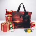 thumbnail image 6 of Honeii Lone Rider Under Red Sky Print Tote Bag, Reusable Grocery Shopping Bag,Shoulder Bag with Inner Pocket, 6 of 7