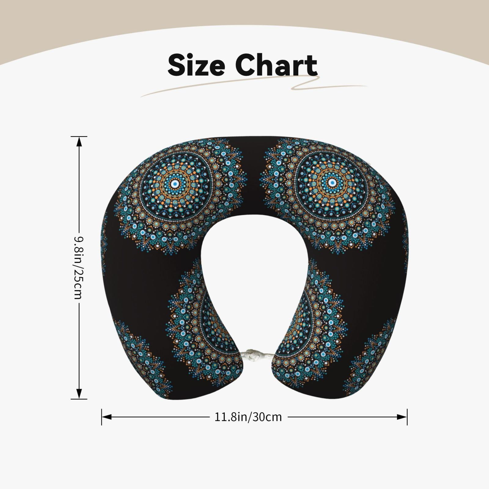 Xecao Mandala Print Memory Foam Cervical Neck Pillow Versatile U-Shaped Pillows for Home,Office,Camping,Travelling,Soft Washable Cover