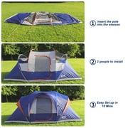 CAMPROS CP Tent 9 Person Camping Tents, 2 Room Water Resistant Family Tent with Top Rainfly, 4 Large Mesh Windows, Double Layer, Easy Set Up, Portable with Carry Bag