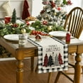 thumbnail image 4 of Smile Waterclor Buffalo Plaid Christmas Trees Merry Xmas Table Runner, Seasonal Winter Holiday Kitchen Dining Table Decoration for Indoor Outdoor Home Party Decor 13 x 36 Inch, 4 of 8