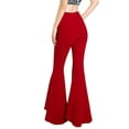 thumbnail image 4 of Frontwalk Casual Vintage Ruffle Flare Pants for Women Ladies Fashion Bell Bottom Pants Solid Color Slim Fit Leggings, 4 of 6