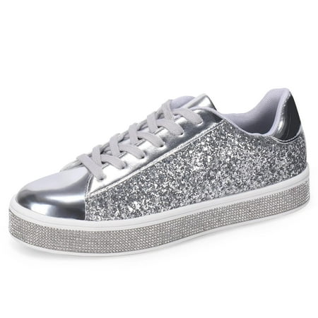 Women s glitter tennis sneakers floral elegant shiny  sequin trendy sneakers casual women s shoes