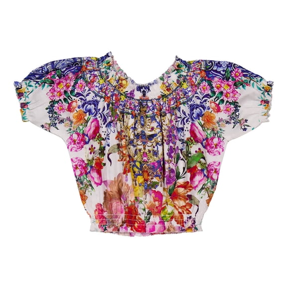 Camilla Girls Pink Crop With Baby Locked Edges, Size 6Y