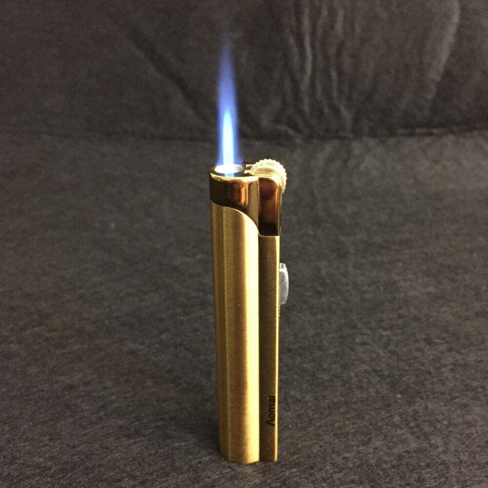5 Pcs Slim Metal Jet Flame Lighter Grinding Flint Butane Gas Windproof Cigar Cigarette Lighters - Gold