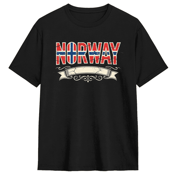 Norway Flag Cool Vintage Graphic Tee For Men And Women, Travel Vacation Cotton Short Sleeves T-Shirt