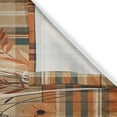 thumbnail image 3 of Modern Floral Kitchen Curtains, Autumn Harvest Tone Buffalo Plaid and Flower Huddle with Leaves, Window Drapes 2 Panel Set for Kitchen Cafe Decor, 55" x 36", Orange Tan Grey Teal, 3 of 3
