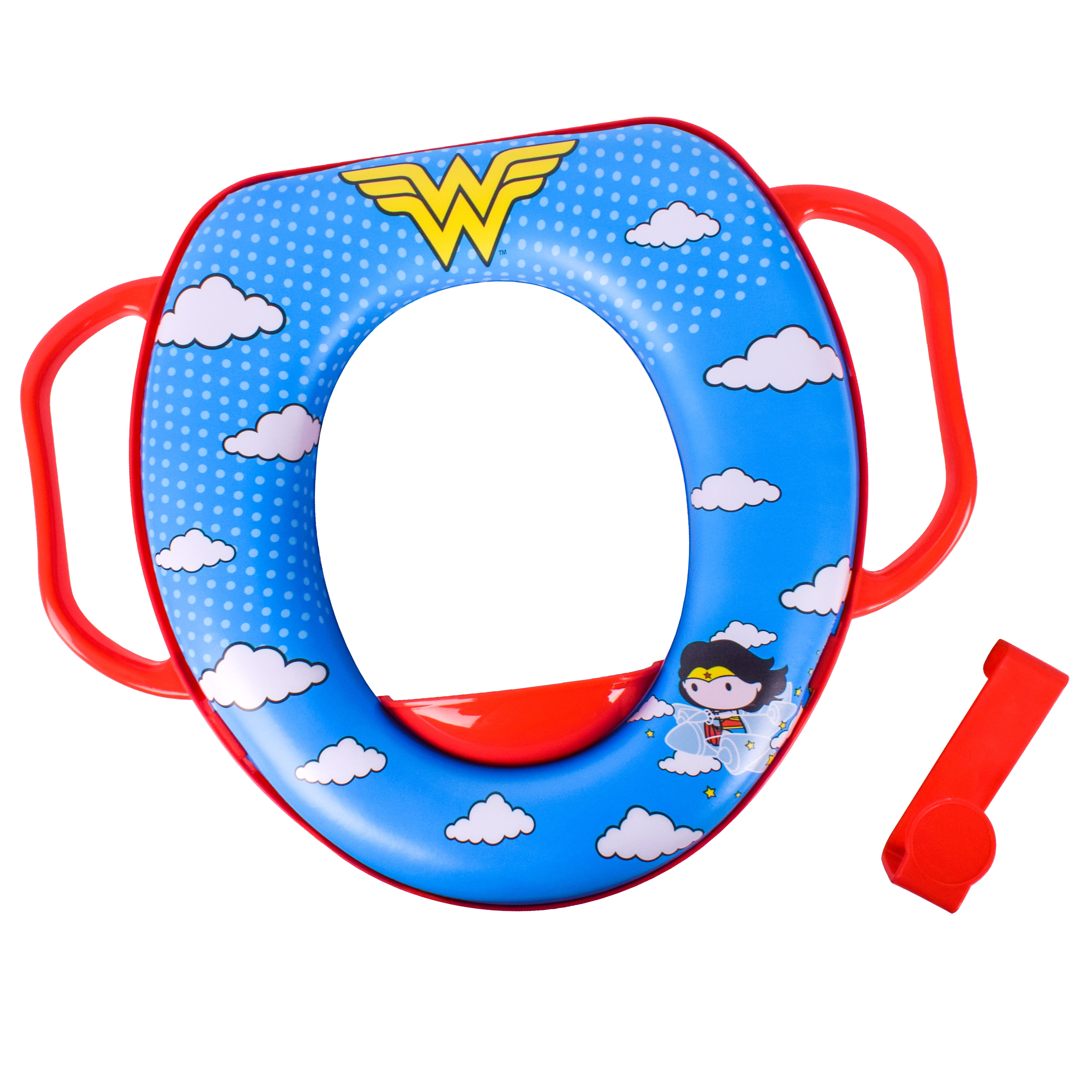 DC Comics Wonder Women Soft Potty Training Seat with Storage Hook and Handles for Toddlers 12 Months and Older, Unisex