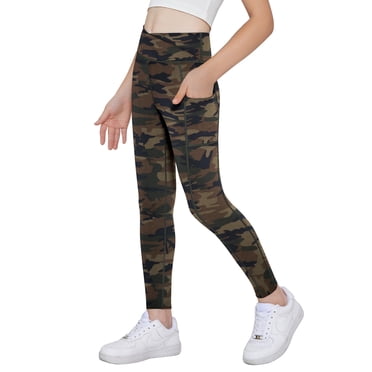Arshiner Girls Athletic Leggings with Pockets Kids Crossover High Waisted Dance Workout Running Yoga Pants