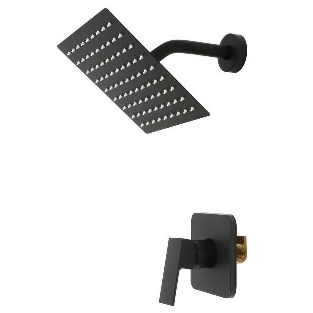 Shower Faucet Set 8" Black Rain Shower Head Combo with Valve Kit Wall Mounted