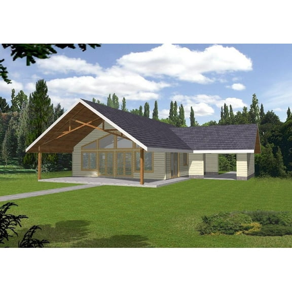 001-3136: Ranch Empty-nester 1 Bed, 1 Bath Luxury Home Plan, 1120 Sq Ft: Full Blueprints with License to Build by Home Plan Marketplace - Lesuto