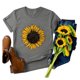 thumbnail image 2 of Gibobby Playera de Manga Corta con Cuello Redondo Blusa manga corta con cuello redondo y estampado girasol talla grande para mujer(Gris,M), 2 of 5