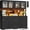 Black, variant on iSunirm 71'' Kitchen Pantry Storage Cabinet Set of 2, 63'' Width, Kitchen Hutch with Charging Station, LED lights, 4 Drawers & 12 Hooks, Food Cupboard for Kitchen/Dining, Black & Walnut