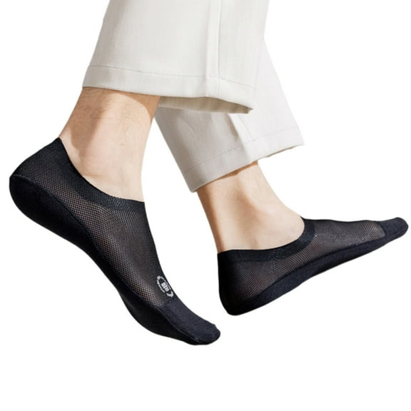 Men's Not Show Socks for Flats Invisible Hiddens Socks Mesh Low Cut Liner Socks with Antis Slip Strips Cotton Bottom Soc