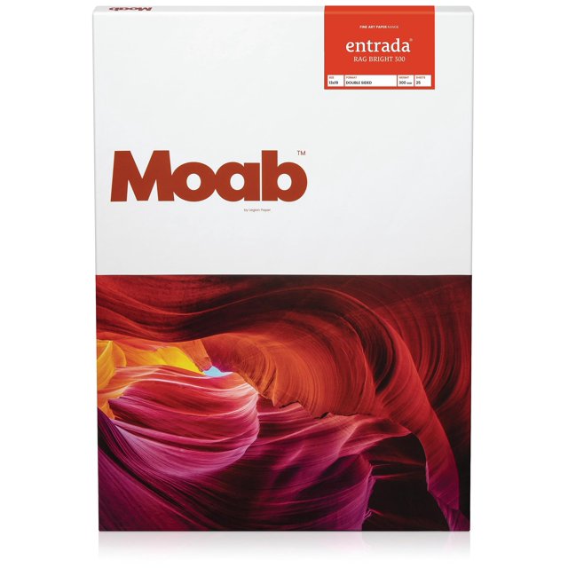 Moab Entrada Rag Bright 300 100% Algodón Papel Para Inyección De Tinta De Archivo Para Bellas Artes 2 Caras Liso (Prensado En Caliente) Blanco Brillante Mate Peso Pesado 300 G/M² 11 X 17 Pulgadas 25 H