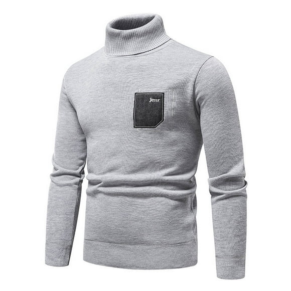 jsaierl Mens Sweater Knit Turtle Neck Slim Fit Pullover Long Sleeve Casual Fall and Winter Solid Sweater Top