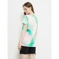 thumbnail image 2 of Womens Tie Dye Printed Stripe V-Neck Stretch Short Sleeve Casual Loose Tops T-shirts, 2 of 6