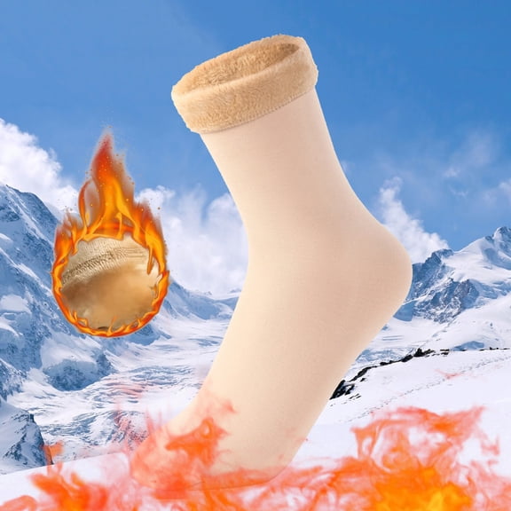 Winter Warm Thermal Socks For Men Women Extra Thick Insulated Heated Crew Boot Socks For Extreme Cold Weather, Beige