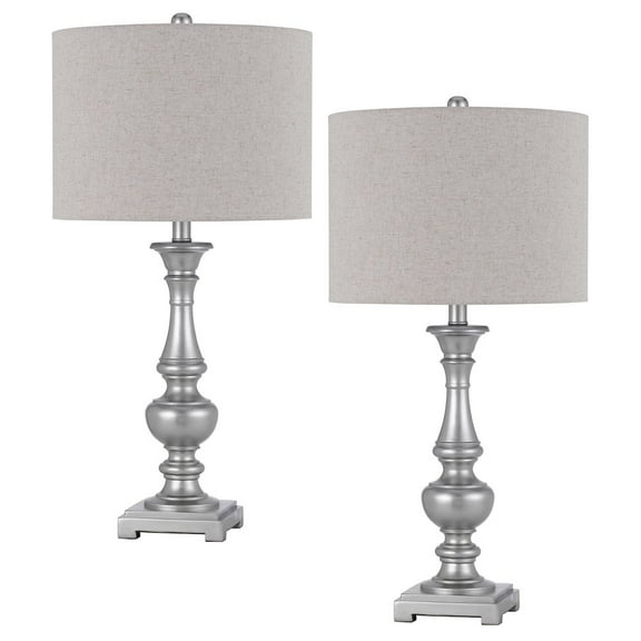 Cal Lighting 100W Nampa Resin Table Lamp With Hardback Drum Fabric Shade (Sold As Pairs)