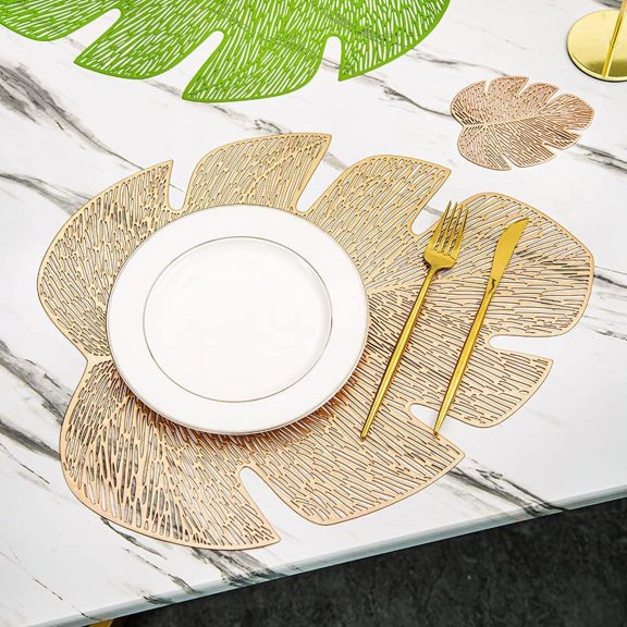 LINLIN 10 Pack Turtle Leaf Decorative Placemats Leaf Placemat PVC Placemats Hollow Table Place Mats Heat Resistant Non-slip Dining Placemats