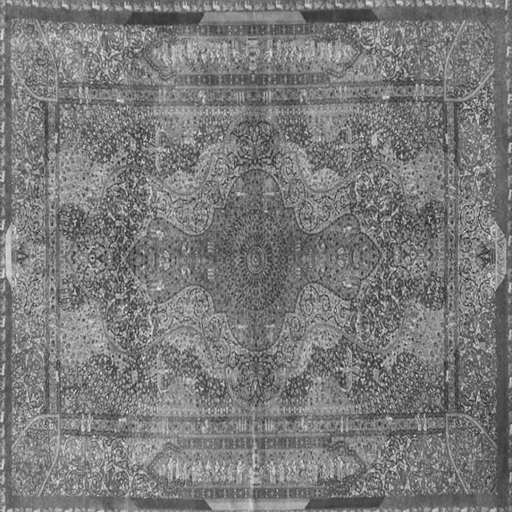 Ahgly Company Indoor Square Medallion Gray Traditional Area Rugs, 4' Square