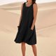 thumbnail image 3 of WILLBEST Vestido Midi De Verano Para Mujer, Largo Hasta La Rodilla, Informal, Para Playa, Resort, Sin Mangas, Color Liso, Con Bolsillos, 3 of 3