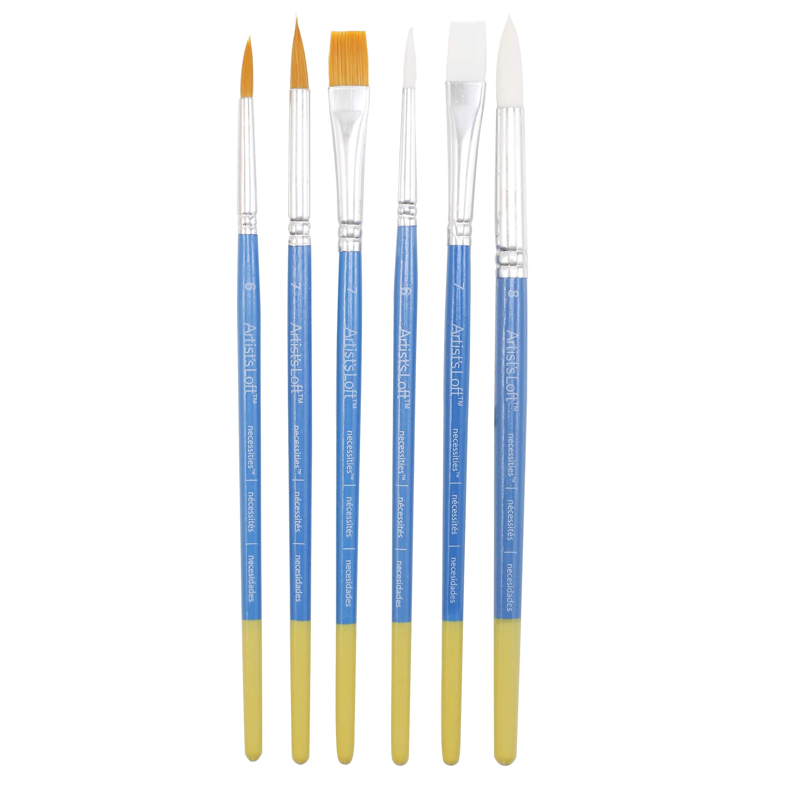 Necessities Artists Loft Lot of 7 Artist Brushes Various Lengths Styles Blue