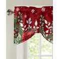 thumbnail image 4 of Christmas Poinsettia Eucalyptus Berries Window Curtain Living Room Kitchen Cabinet Tie-up Valance Curtain Rod Pocket Valance, 4 of 6