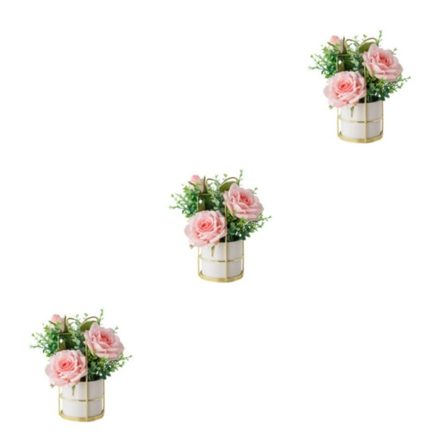 relayinert Simulation Flower Set Low Maintenance Easy To Clean Fake Peony Silk Hydrangea Flower Silk Artificial Flowers With Vase rose pink 3Set